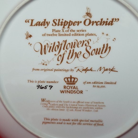 VTG Decorative Plate Royal Windsor Lady Slipper Orchid Wildflowers of the South - Picture 4 of 12